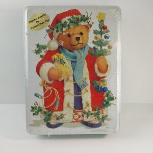 Vintage/Teddy Bear/Jigsaw Puzzle/Collectible Tin/Christmas/Holiday